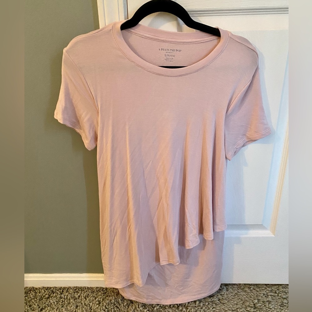 PULL OVER CREW NECK NURSING TEE - A Pea in the Pod, Small, blush pink
